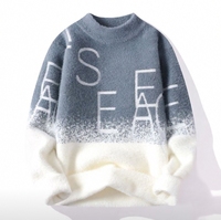 Plüschiger Nerzvelours-Pullover |   Gemütlicher Winter-Strickpullover mit Farbverlauf-Buchstabendruck & Warmer Fleece-Fütterung für Herren
