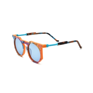Lunettes de soleil rétro rondes à monture intégrale, monture multicolore, protection UV400, style décontracté unisexe pour adultes - Product Image 3