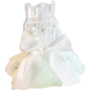 Vestido de Verano para Gatos, Diseño de Princesa, Color Verde Claro, Estampado Floral, Poliéster, para Perros Pequeños, Perros Teddy, Falda para las Cuatro Estaciones, QZ20260119-2 - Product Image 5