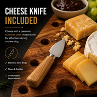 Planche à fromage triangulaire en bois d'acacia naturel, style fromage suisse, planche à charcuterie avec trous pour comptoir de cuisine, fête à domicile