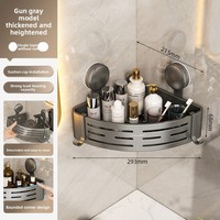 Banheiro Wall-Mounted Metal Storage Rack No-Drill Ventosa Duplo Toilet Triangle Basket Cleaning Organizer Lavatório