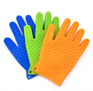 ถุงมือซิลิโคนหรูหราแบบห้านิ้ว สำหรับอาบน้ำและแปรงขนสัตว์  แบบสองด้าน สำหรับขจัดขนสุนัข นวด และแปรงอาบน้ำสำหรับม้า - Product Image 1