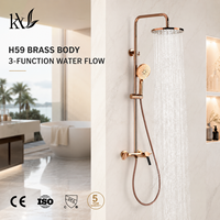 Ensemble de douche architectural en laiton PVD, mitigeur apparent mural 3 fonctions, finitions personnalisées OEM ODM pour projets de villas de luxe