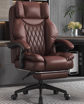 Chocolate-Cuero+Almohada Lumbar+Reposapiés