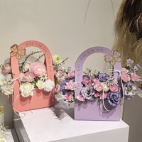 Nouvelles boîtes à fleurs portables en carton recyclé pour la fête des mères, avec décorations de papillons