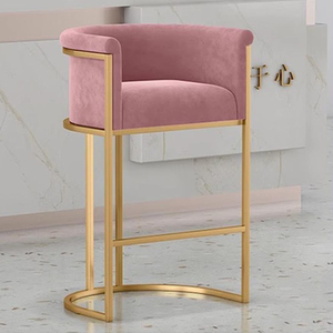Hot Honeycomb U-shaped Upholstered Kitchen Chair Velvet Bar <strong>Stools</strong> Metal Bar <strong>Stools</strong> Gold High Luxury for Home Hotel Wedding - Product Image 4