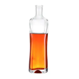 Прямые продажи с фабрики 250 мл 375 мл 500 мл Водка Виски прозрачная стеклянная бутылка с деревянной пробкой