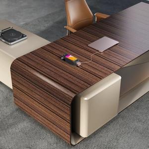 Ánh sáng sang trọng hiện đại phong cách Ý bàn điều hành thép không gỉ rắn gỗ có thể mở rộng tính năng cao cấp CEO bàn toàn bộ - Product Image 3