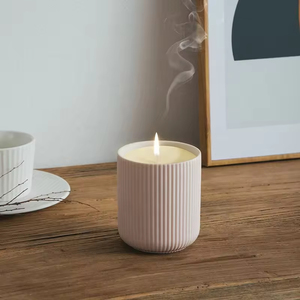 ขวดโหลเซรามิกเคลือบด้านนอร์ดิก-ภาชนะลายทางสุดหรูอุปกรณ์ตกแต่งบ้านและทำเทียน - Product Image 5