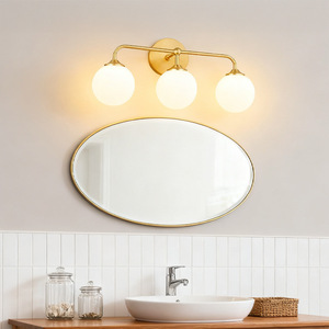 Modern Wall Mount Mirror Lamp Led Bathroom Vanity <b>Lighting</b> Metal Body Three Globe Fixture - Product Image 3