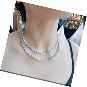 Luxe 316 En Acier Inoxydable Tennis Chaîne Collier pour Femmes Classique Lien Chaîne Ovale <span class=keywords><strong>CZ</strong></span> Non-Flip-over Conception Étanche Bijoux - Product Image 1