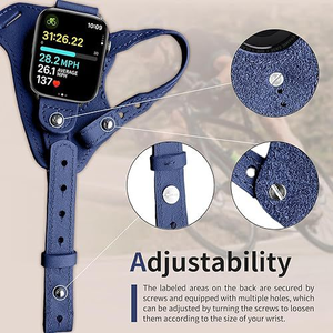 Bracelet de montre en cuir pour Apple Watch, boucle à ardillon réglable, bracelet de remplacement intelligent - Product Image 3