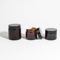 Bocaux en verre en gros avec bouchon à vis 50ml 60ml 100ml, capuchon noir, surface givrée, impression soyeuse pour crème de soin et blush