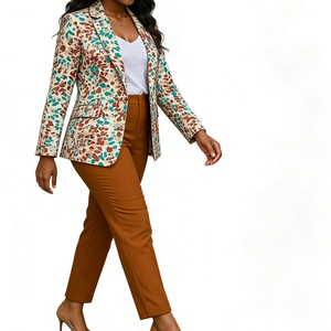 Damen Blazer & Hose 2-teiliges Set Vielseitiges Casual Formelles Büro-Outfit Atmungsaktiver Bedruckter Blazer-Anzug Sehe Fashionbisou - Product Image 5