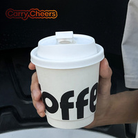 Gobelet en papier à double paroi avec couvercle, personnalisé avec logo, écologique, de qualité alimentaire, blanc, 10 oz, pour boissons chaudes, thé, café
