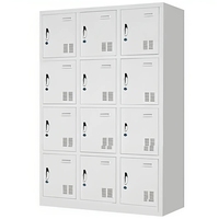 Casier de gym moderne en métal à 12 portes, en acier thermolaqué, verrouillable, réglable, écologique, pour école, hôpital, bibliothèque, chambre