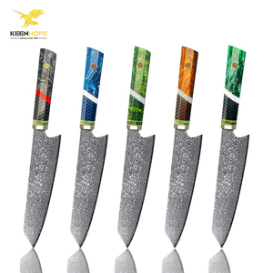 Couteau Kiritsuke KEENHOPE de 8 pouces, acier Damas 67 couches VG10 10Cr15CoMoV, manche en résine composite colorée et maille d'aluminium - Product Image 1