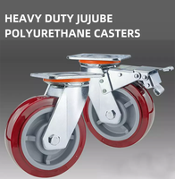 Roda Poliuretan Inti Besi Kapasitas Beban Tinggi Merah 4mm Ultra Heavy Duty Rigid Aerospace Bearing Anti-Static Casters