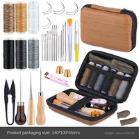 Vente transfrontalière promotionnelle : Kit de couture à la main pour la maison, comprenant un fil ciré de 12 mètres et 6 couleurs, une aiguille à œil et une poinçon, marque Looen, modèle WGZ011, en gros, en sac