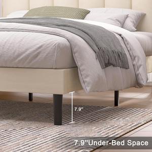 Il telaio del <span class=keywords><strong>letto</strong></span> a piattaforma queen size con supporto per strisce in <span class=keywords><strong>legno</strong></span> con <span class=keywords><strong>testiera</strong></span> rivestita in velluto regolabile è facile da montare - Product Image 3