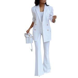 Set di <span class=keywords><strong>Completi</strong></span> <span class=keywords><strong>da</strong></span> <span class=keywords><strong>Donna</strong></span> alla Moda in Tinta Unita per Ufficio, Abbigliamento Formale e Casual di Alta Qualità, Set Due Pezzi con Fiocco Lungo - Product Image 5