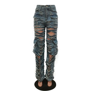 Sexy New <strong>Women's</strong> Ripped Open Wide <strong>Stretch</strong> <strong>Jeans</strong> Pants for <strong>Women</strong> - Product Image 4