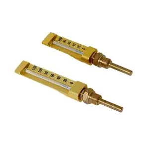 Straight Angle Industrial Golden Glass Thermometer V-Line Shaped Thermometer