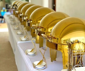 Peralatan Katering Panci Pemanas Makanan Bulat Emas Stainless Steel 6L Model Flip Top Terbaru - Product Image 3