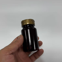 Bouteilles en PET pour produits de santé, flacons ronds pour capsules, emballages de médicaments, flacons avec bouchon à clapet foncé résistant aux UV