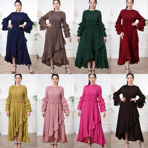 Vestidos Modestos Plisados de Diseñador de Alta Calidad, Vestidos Bohemios de Manga Larga para Mujer, Vestidos Elegantes de Lujo Casuales de Talla Grande - Product Image 2