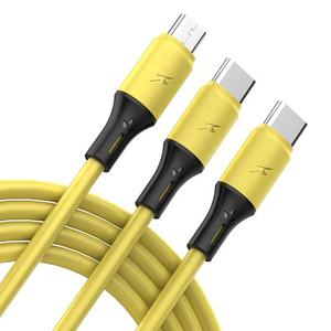 สายชาร์จซิลิโคนเหลว3 in 1ยาว1.2ม., สายชาร์จเร็วสำหรับ iPhone Samsung Xiaomi โทรศัพท์มือถือแอนดรอยด์ - Product Image 5