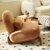 Fauteuil d'appoint moderne et élégant avec pieds en bois massif, coussin en velours électrique ergonomique et moelleux, chaise de lecture confortable sans accoudoirs pour chambre à coucher
