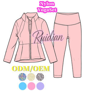 Abbigliamento Sportivo Autunnale per Ragazze Adolescenti, Giacca con Zip e Leggings OEM Personalizzati, Set Yoga in Nylon Spandex con Stampa Leopardata per Bambine - Product Image 3