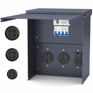 Receptáculo de RV para exteriores resistente a la intemperie con interruptor de 20 30 y 50 amperios, caja de Panel de toma de corriente de RV temporal no medida precableada para gris - Product Image 1