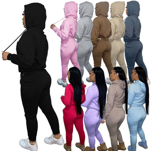 Vintage Custom Logo Nude Blank Jogger Frau Jogging anzug Set 2pc 2 Stück Jogging Set Frauen Winter Jogging anzüge für Frauen Großhandel - Product Image 2