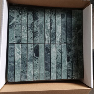 Mosaico de Mármol Verde en Tiras de 10 mm de Grosor para Uso en Habitaciones Modernas - Product Image 5