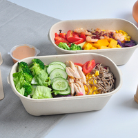 SenAng Boîte en pulpe compostable 850ml 1000ml à 2 compartiments, emballage alimentaire jetable à emporter, boîte de cantine en canne à sucre