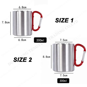 Ty 200/300ml trong kho thép không gỉ kim loại cup đi bộ đường dài đi du lịch ngoài trời Carabiner leo núi ly đôi tường <span class=keywords><strong>Mug</strong></span> với Carabiner - Product Image 2