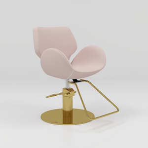 Fauteuil <span class=keywords><strong>de</strong></span> <span class=keywords><strong>coiffure</strong></span> moderne <span class=keywords><strong>de</strong></span> luxe minimaliste en acier inoxydable rose avec base hydraulique dorée, pivotant à 360°, confortable et rembourré en PU pour barbier - Product Image 2