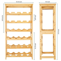Meuble de rangement à vin autoportant en bois à 6 niveaux pour 24 bouteilles avec panneau décoratif et plateau, mobilier de maison