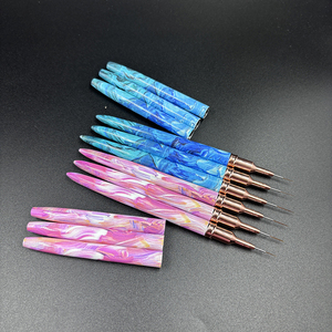 Gold Metal Handle Silicone Dotting Nail Brush Set Kolinsky Nylon Hair UV Gel Liner Painting Tools Custom Logo - Product Image 3