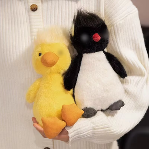 Fuzzy Yellow Duck Plush, Fuzzy Penguin <b>Stuffed</b> Animal, <b>Soft</b> <b>Toy</b>, Birthday Gift, Small Animal Ornament, Holiday Gift - Product Image 1