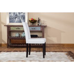 Chaise Parson rembourrée en similicuir de style urbain DB blanc ensemble 2-meubles de bar de bureau à domicile au design antique en cuir véritable - Product Image 4