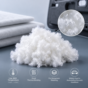 Fibre de polyester basse pointeuse LMF 4D x 51 mm 110°C 130°C pour isolation acoustique automobile non tissée thermocollée - Product Image 3
