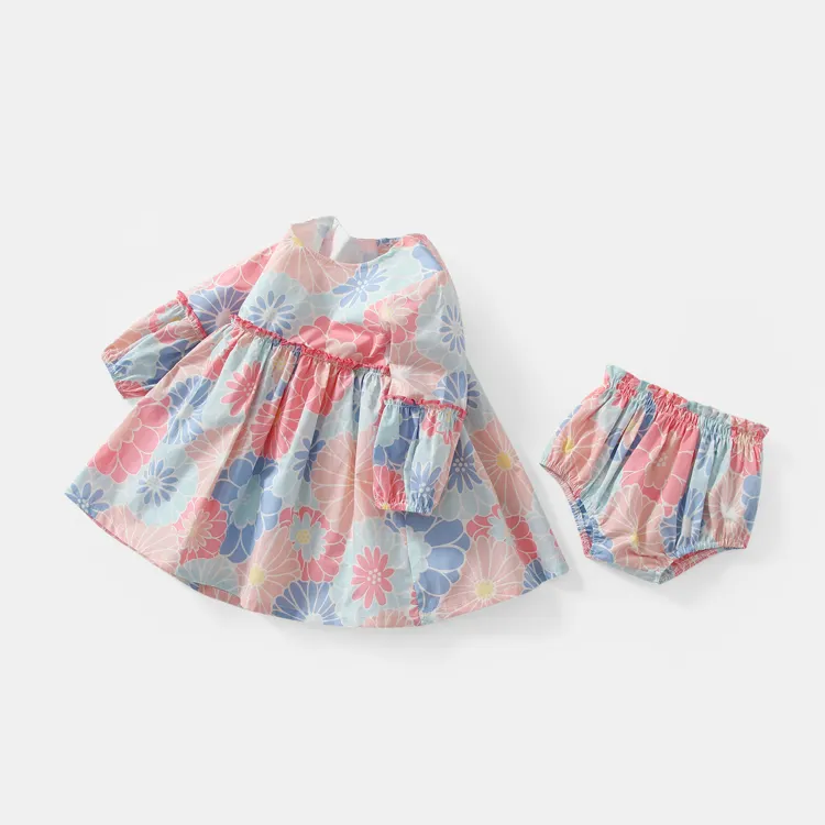 Set Pakaian Bayi Perempuan Grosir Baju Anak Perempuan Gaun Anak Perempuan Kecil Bunga Desainer Mode Musim Panas