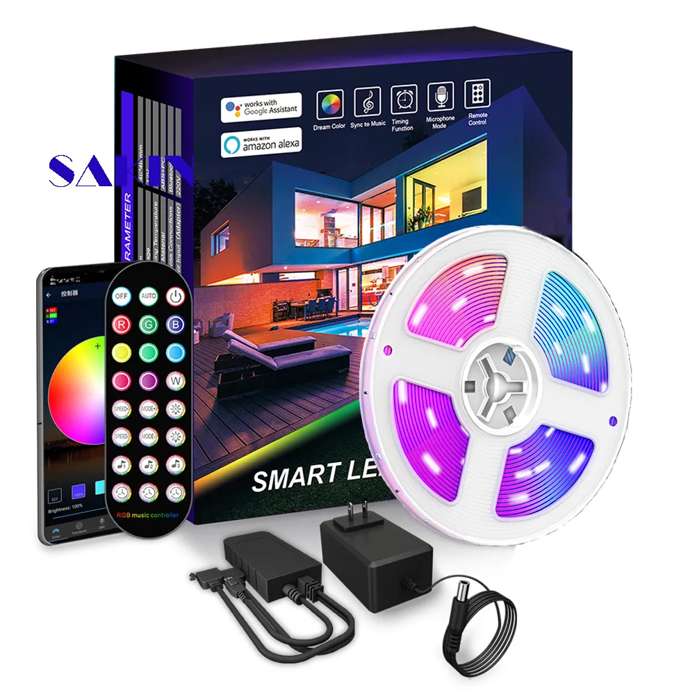 wifi tuya app smart tv backlight 16.4ft 32.8ft 5m 10m 15m IR Remote wireless Control Color Changing RGB SMD5050 LED Strip Light