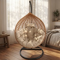 Fauteuil suspendu œuf moderne en rotin tressé pour jardin, patio et extérieur, personnalisable en usine, avec support métallique durable et écologique