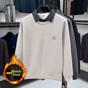 Suéter de Dos Piezas Antiarrugas para Hombre, de Punto, de Poliéster y Elastano, Forrado de Felpa, Acolchado de Felpa, para Otoño - Product Image 4