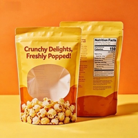 Sachet Doypack Personnalisé Transparent avec Fenêtre, Refermable à Fermeture Éclair, pour Popcorn, Snacks, Noix, Biscuits, Emballage de Présentation au Détail