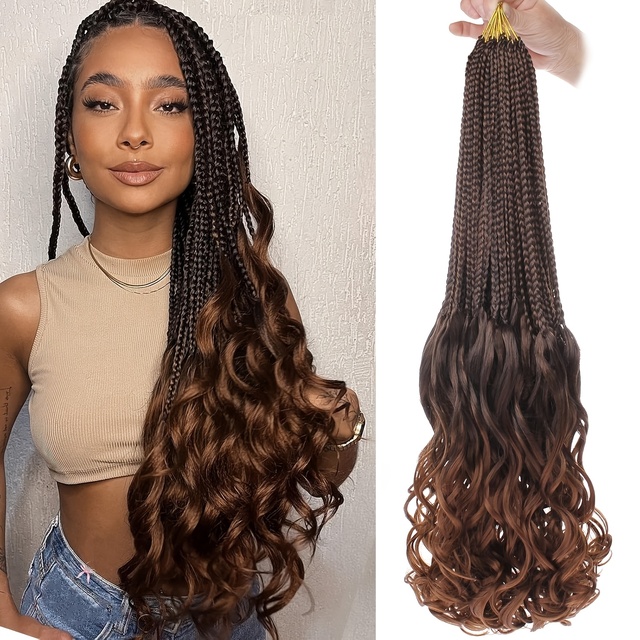 Best Price Wholesale 26-Inch 100g French Curl Crochet Braids Featuring Box Braids with Curly Tips Pre-Looped for Easy Styling